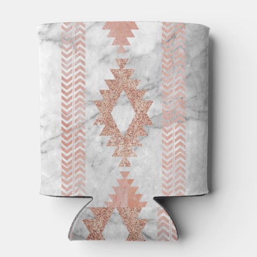 minimalistisch geometrisch roos goud aztec witte m blikjeskoeler (Achterkant)