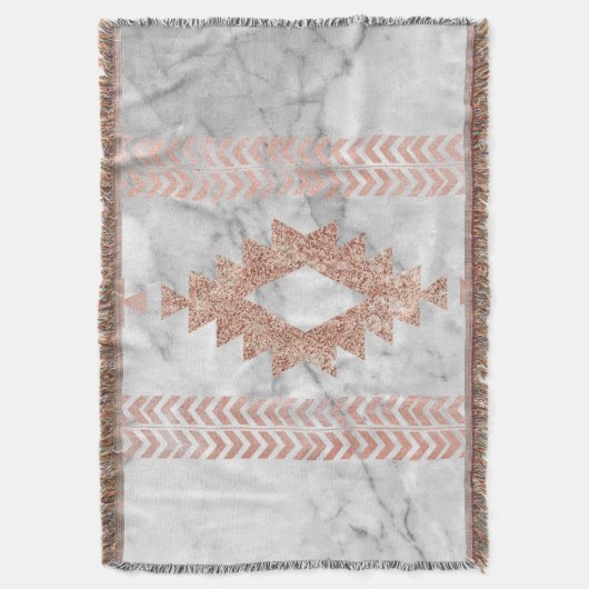 minimalistisch geometrisch roos goud aztec witte m deken (Voorkant Verticaal)