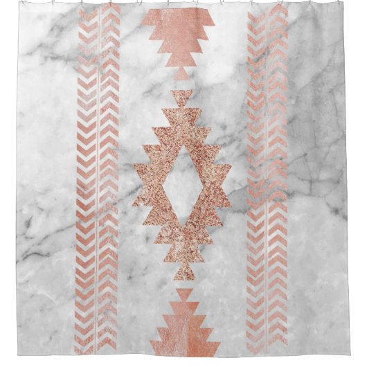 minimalistisch geometrisch roos goud aztec witte m douchegordijn (Voorkant)