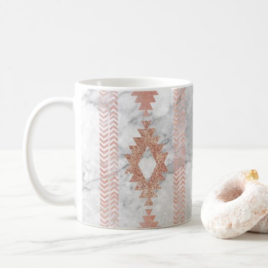 minimalistisch geometrisch roos goud aztec witte m koffiemok (Met donut)