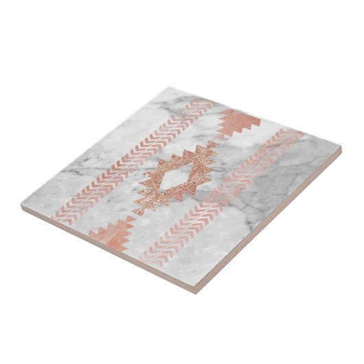 minimalistisch geometrisch roos goud aztec witte m tegeltje (Zijkant)