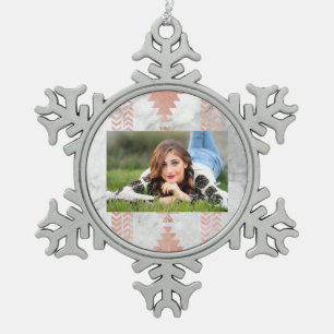 minimalistisch geometrisch roos goud aztec witte m tin sneeuwvlok ornament