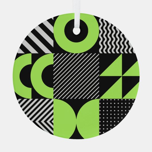 Minimalistisch geometrisch, Scandinavisch  patroon Glas Ornament (Achterkant)