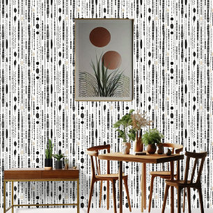 Minimalistisch geometrisch zwart wit ivoor Abstrac Behang