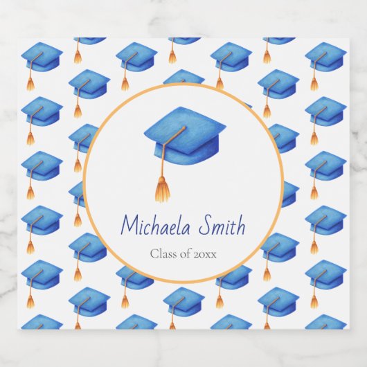 Minimalistisch gepersonaliseerd Afstuderen voor st Sparkling Wijnetiket (Enkel label)