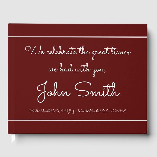 Minimalistisch & gepersonaliseerd begrafenisboek gastenboek (Voorkant)