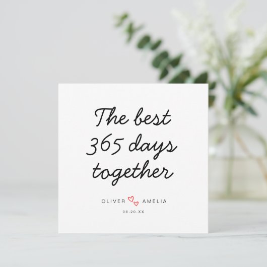 Minimalistisch gepersonaliseerd eerste bruiloft Ju Kaart (Staand voorkant)