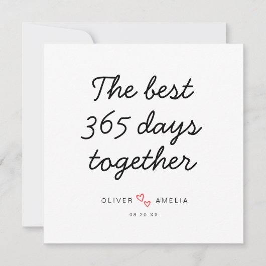 Minimalistisch gepersonaliseerd eerste bruiloft Ju Kaart (Voorkant)