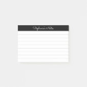 Minimalistisch gepersonaliseerd Elegant Black Grey Post-it® Notes (Voorkant)