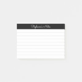 Minimalistisch gepersonaliseerd Elegant Black Grey Post-it® Notes