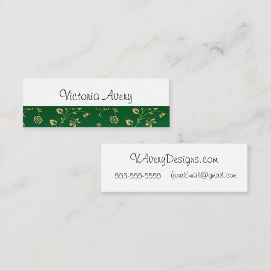 Minimalistisch gepersonaliseerd Floral Design Mode Mini Visitekaartje (Voorkant / Achterkant)