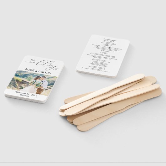 Minimalistisch gepersonaliseerd foto bruiloft prog handwaaier (Niet-gemonteerd)