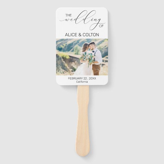 Minimalistisch gepersonaliseerd foto bruiloft prog handwaaier (Voorkant)