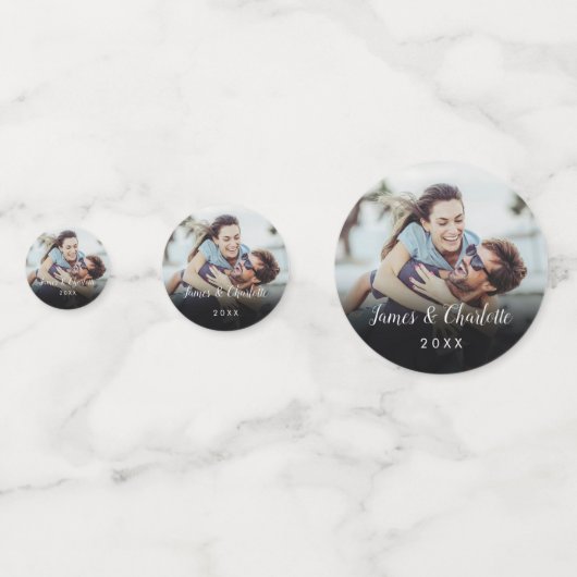 Minimalistisch gepersonaliseerd fotoscript Naam Da Confetti (Voorkanten)