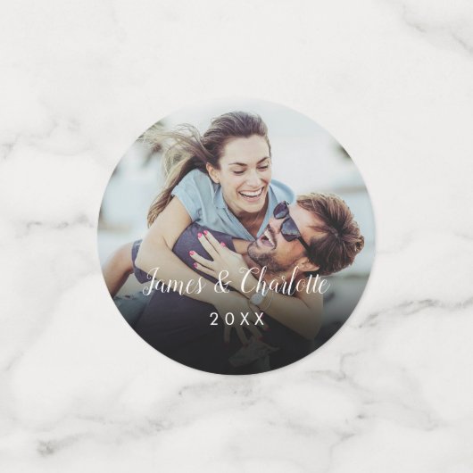 Minimalistisch gepersonaliseerd fotoscript Naam Da Confetti (Kleine voorkant)