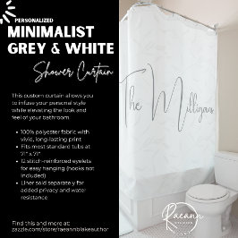 Minimalistisch gepersonaliseerd grijs en wit douchegordijn