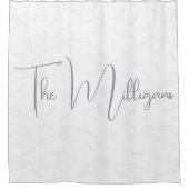 Minimalistisch gepersonaliseerd grijs en wit douchegordijn (Voorkant)