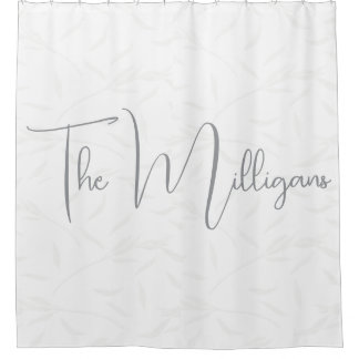 Minimalistisch gepersonaliseerd grijs en wit douchegordijn