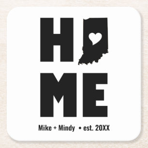 Minimalistisch gepersonaliseerd Indiana Home Kartonnen Onderzetters