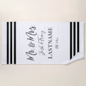 Minimalistisch gepersonaliseerd Mr. en Mrs. Strandlaken (Voorkant)