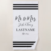 Minimalistisch gepersonaliseerd Mr. en Mrs. Strandlaken (Voorkant)