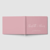 Minimalistisch gepersonaliseerd script roze bruilo gastenboek (Volledig)