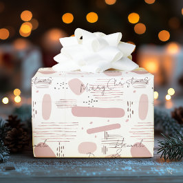 Minimalistisch gepersonaliseerd zacht roze, namen cadeaupapier