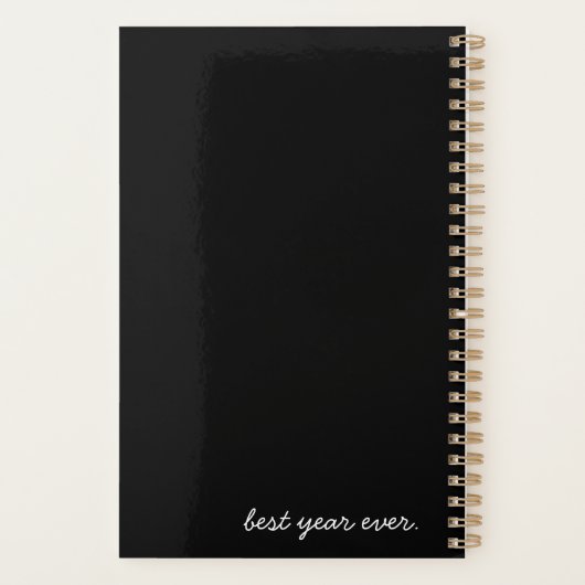 Minimalistisch gepersonaliseerd zwart-wit planner (Achterkant)