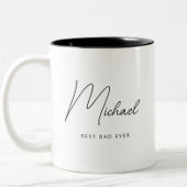 Minimalistisch gepersonaliseerde beste vader ooit tweekleurige koffiemok