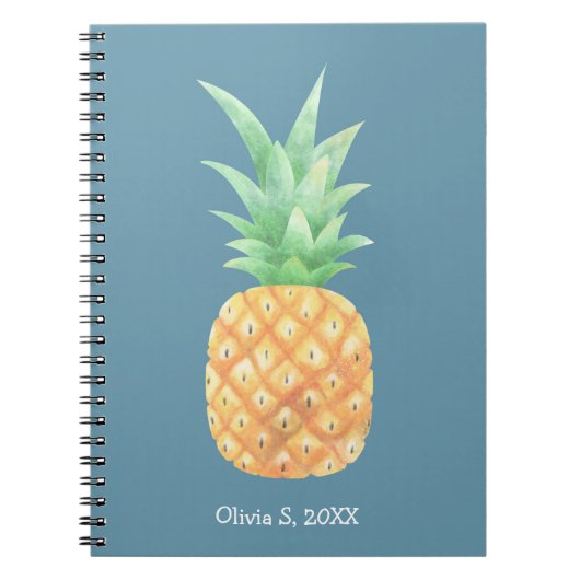 Minimalistisch gepersonaliseerde Golden Pineapple Notitieboek (Voorkant)