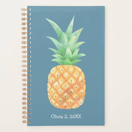 Minimalistisch gepersonaliseerde Golden Pineapple Planner (Voorkant)