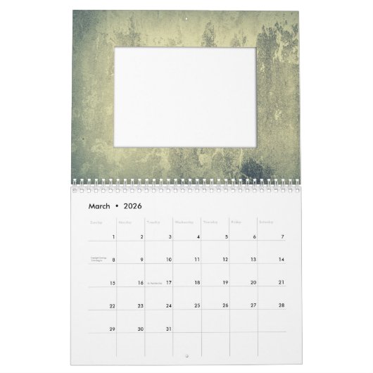 Minimalistisch gepersonaliseerde rustige fotoframe kalender (Mar 2026)