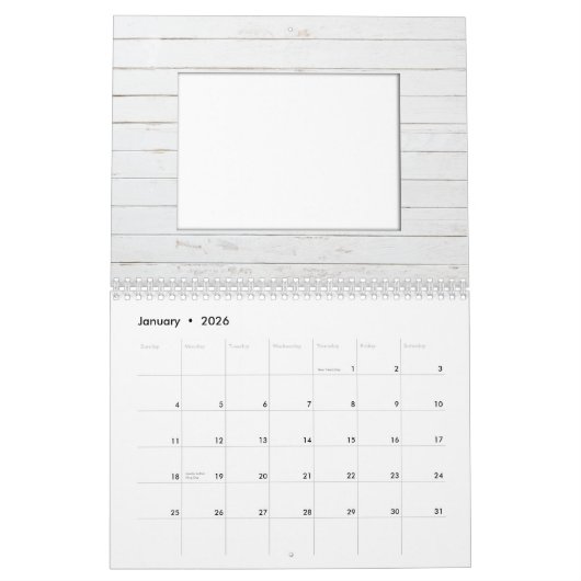 Minimalistisch gepersonaliseerde rustige fotoframe kalender (Jan 2026)