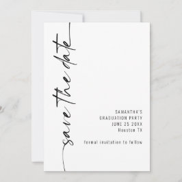 Minimalistisch geroteerd kalligrafie Afstuderen Save The Date