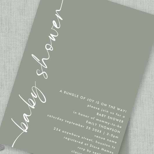 Minimalistisch geroteerd kalligrafie Sage Baby sho Kaart