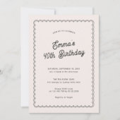 Minimalistisch gescalloped 40ste verjaardagsfeest kaart (Voorkant)