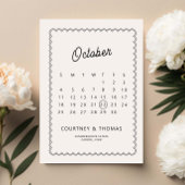 Minimalistisch gescalloped border Calendar Save th Kaart