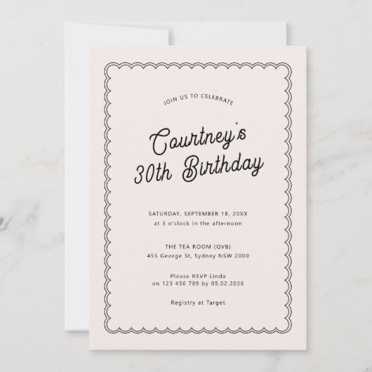 Minimalistisch gescalloped feest op 30ste verjaard kaart (Voorkant)