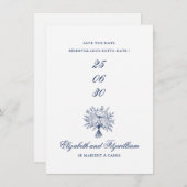 Minimalistisch geschetst bruidsboeket save the date (Voorkant / Achterkant)