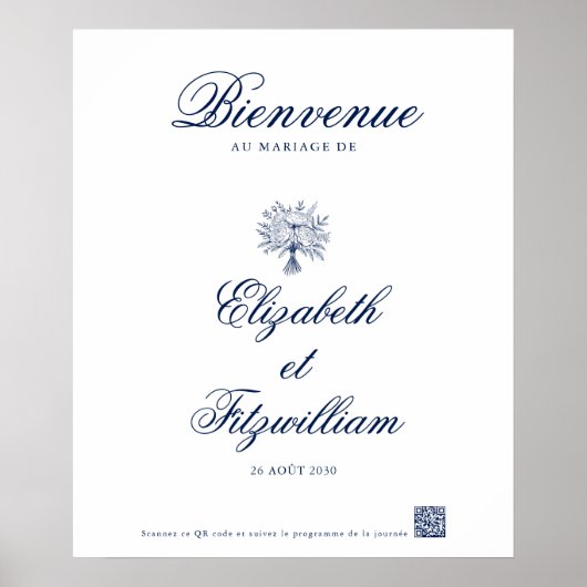 Minimalistisch geschetst bruidsboeket welkom Poste Poster (Voorkant)