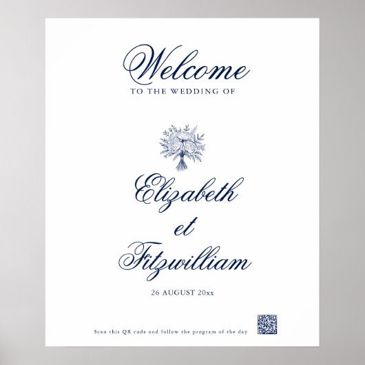 Minimalistisch geschetst bruidsboeket welkom Poste Poster (Voorkant)