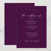 Minimalistisch geschrift Jewel Tone Paarse Wedding Kaart (Voorkant / Achterkant)