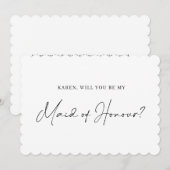 Minimalistisch geschulpte meid van eer voorstel ka kaart (Voorkant / Achterkant)