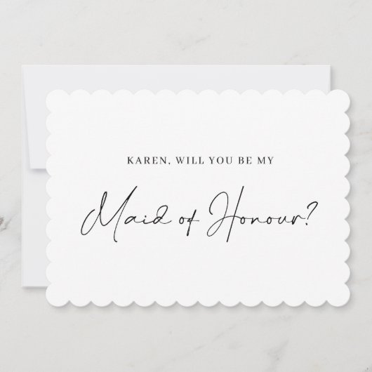 Minimalistisch geschulpte meid van eer voorstel ka kaart (Voorkant)