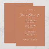 Minimalistisch gescripte Caramel Cream Wedding Kaart (Voorkant / Achterkant)