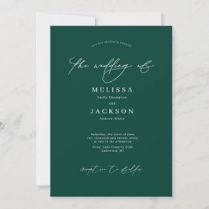Minimalistisch gescripte Emeral Green Wedding Kaart