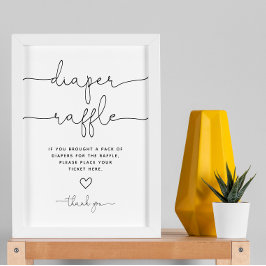 Minimalistisch Geslacht Baby shower Luier Raffle T Poster