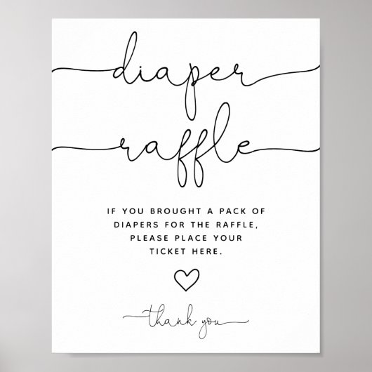 Minimalistisch Geslacht Baby shower Luier Raffle T Poster (Voorkant)