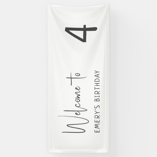 Minimalistisch Geslacht Neutraal Welkom Verjaardag Spandoek (Verticaal)