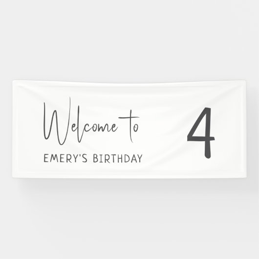 Minimalistisch Geslacht Neutraal Welkom Verjaardag Spandoek (Horizontaal)